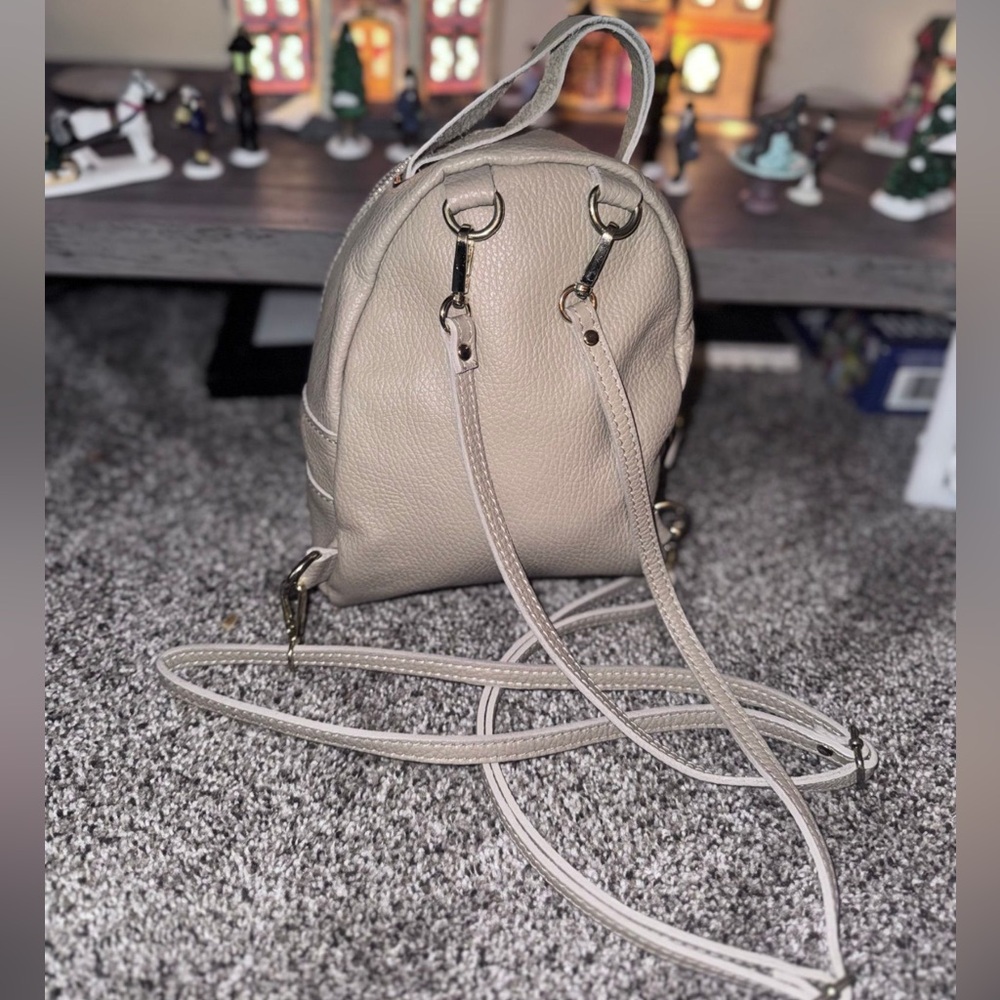 100% Genuine Leather Beige Backpack